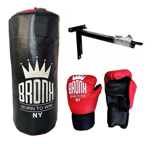 Combo Bolsa De Box Bronx + Soporte Pared + Guantines Niños