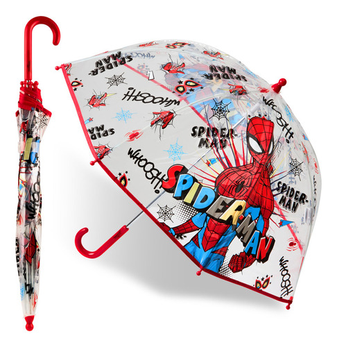 Marvel Spiderman Paraguas Transparente Con Cúpula Para Adol