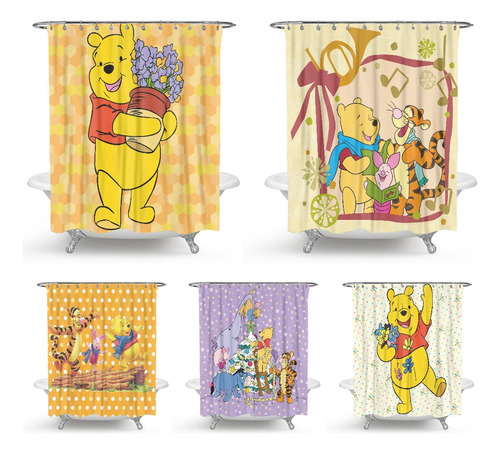 Cortina De Ducha Impermeable Con Diseño 3d De Winnie The Poo