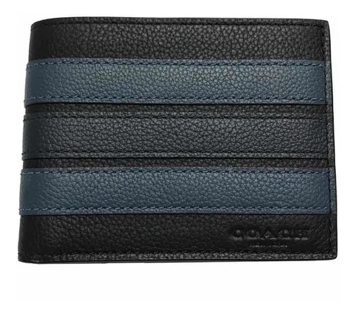 Cartera Coach F26171 Bifold Negra Denim Azul 100 Original
