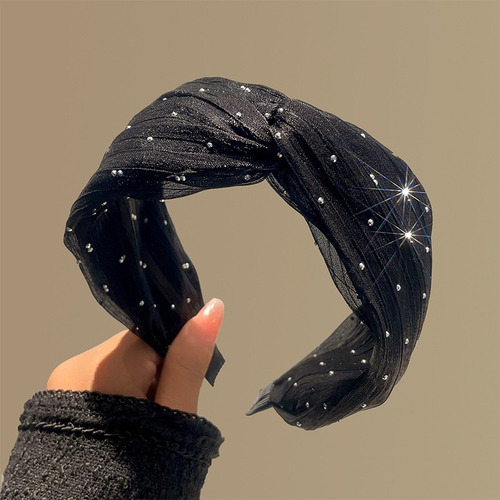 Diadema Ala Ancha Malla Diamante Alta Gama Moda Para Mujer