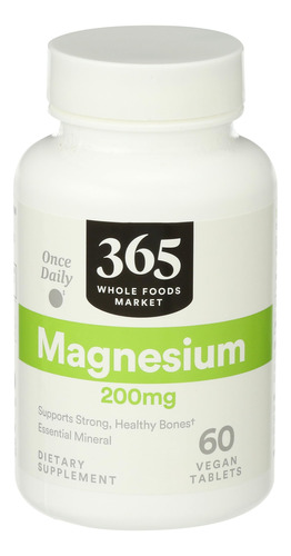 365 Magnesio 200 Mg 60 Tabletas Para Bienestar Diario