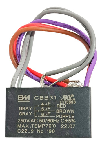 Capacitor Triple Cbb61 4uf-5uf-6uf Ventilador De Lujo Techo 