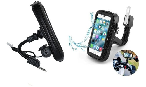 Imagen 2 de 6 de Soporte Moto Funda Celular Cargador Usb Motoscba