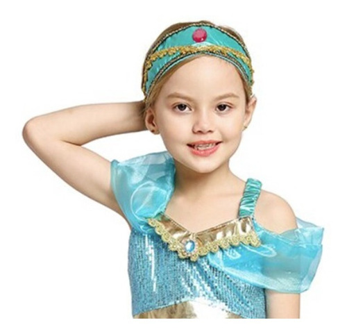 Imagem 2 de 5 de Tiara Princesa Miçanga Verde Tiffany Festa Infantil Carnaval