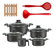 Comprar Jogo De Panelas 05 Pçs + 05 Descansos + Concha + Escumadeira
