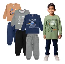 Comprar Kit 6 Peças Roupa Moletom Menino Frio Outono Inverno 1 A 8