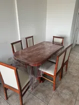 Comprar Mesa De Algarrobo Familiar Con 6 Sillas Tapizadas