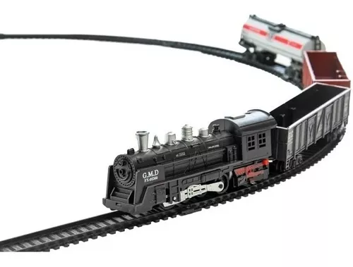 FERRORAMA TREM CLASSICO COM CONTROLE REMOTO SEM FIO MAQUINA LOCOMOTIVA  GRANDE COM VAGOES E 460CM DE