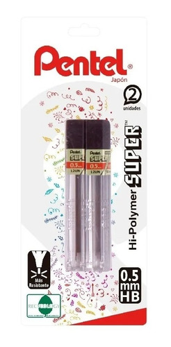 Minas Pentel Blister 2 Tubos 12 Un. Disponible 0.5-0.7