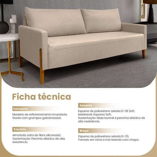 Futon Sofá Elegance Namoradeira Em Linho Para Sala De Espera - Lv Móveis