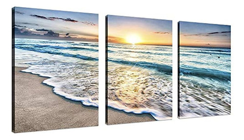 Tutubeer 3 Panel Beach Canvas Wall Art Para Decoración Del H