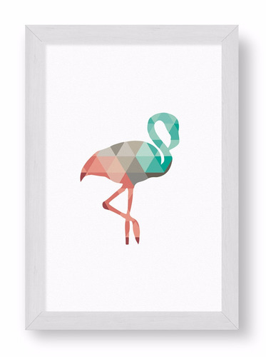 Cuadrito Chato Blanco 20x30  - Flamingo In Colors