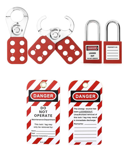 Kit Etiquetado Bloqueo Candado Electrico Rojo Antirust Para