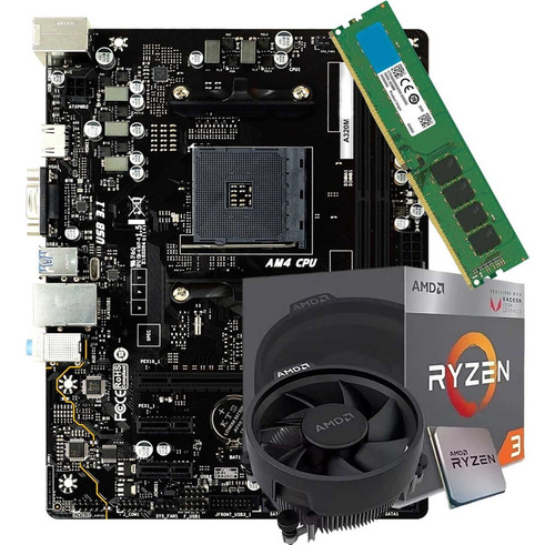Kit Upgrade Gamer Amd Ryzen 3 3200g + A320m + 8gb Ram Ddr4
