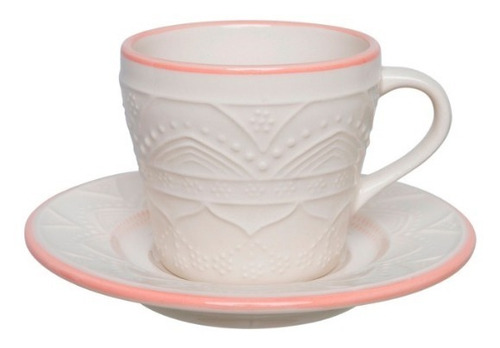 Set X6 Tazas Té Con Plato Serena Sweet Sky Oxford Cerámica 