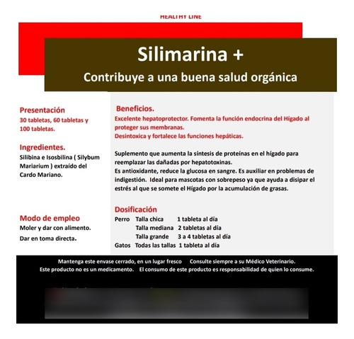 Silimarina + Hepatoprotector 60 Tabletas Perro Y Gato