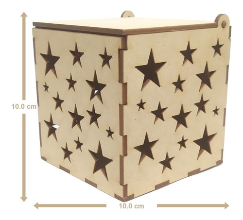 Cajita De Regalo Madera Con Estrellitas Mdf Recuerdo  