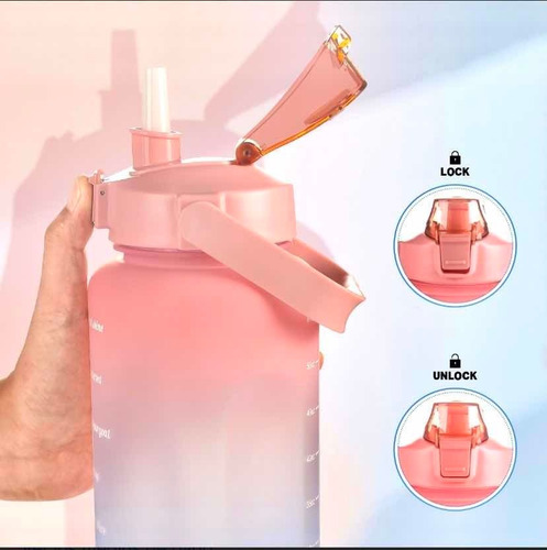 Botella De Agua 2l Taza Deportiva Gran Capacidad Con Popote