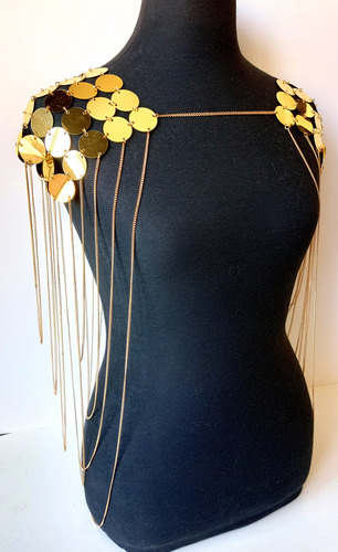 Body Chain Para Hombros Plateado Con Lentejuelas