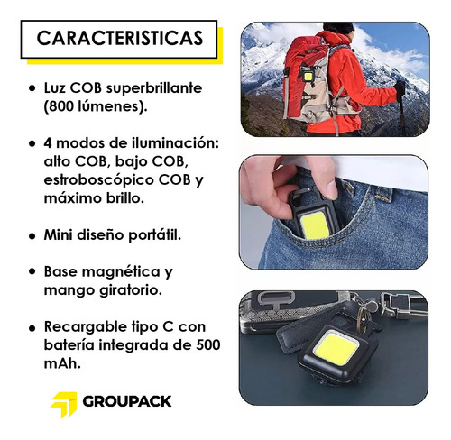 Linterna Llavero Recargable Linterna Portátil