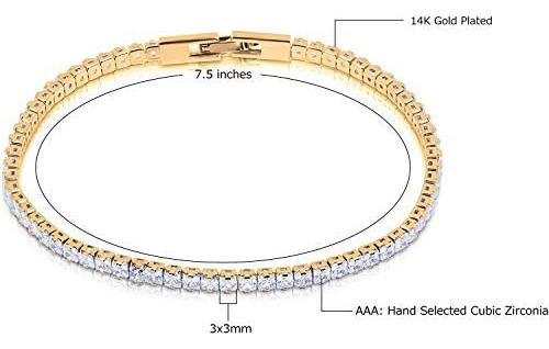 Savlano 14k Chapado En Oro Cubic Zirconia 3mm Square Princes