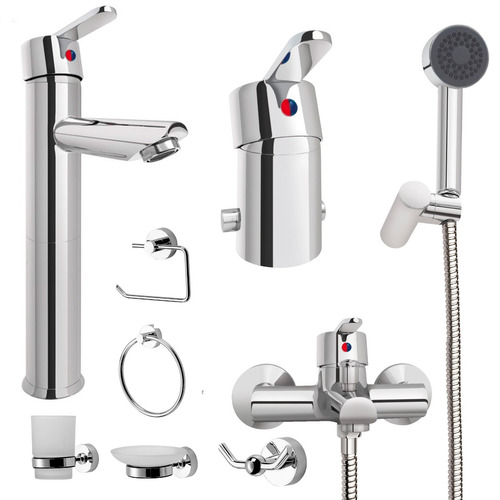 Combo Grifería Peirano Bilbao Lav Bidet Ducha + 5 Accesorio 