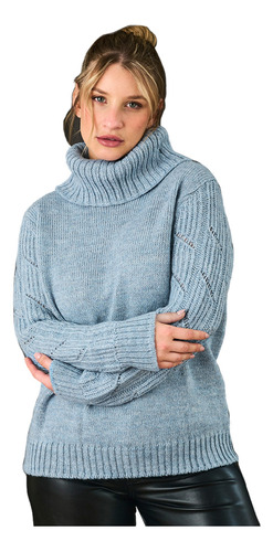 Sweater Polera Mujer Cuello Alto Con Trenzas Mauro Sergio