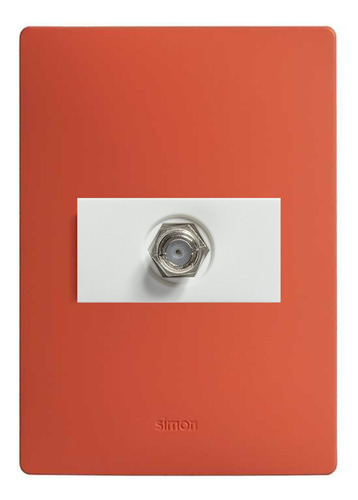 Placa 1 Módulo Rojo Coral + Toma Tv Coaxial Blanco Simon 26