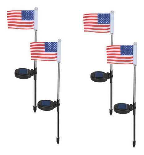 Luz Solar Para Césped Con Bandera Americana