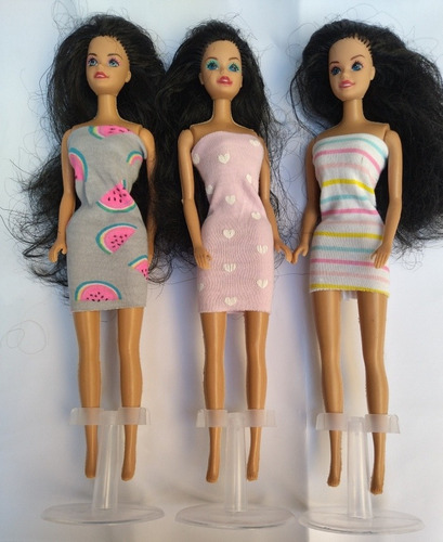 30 Muñecas Económicas Cabello Negro C/base