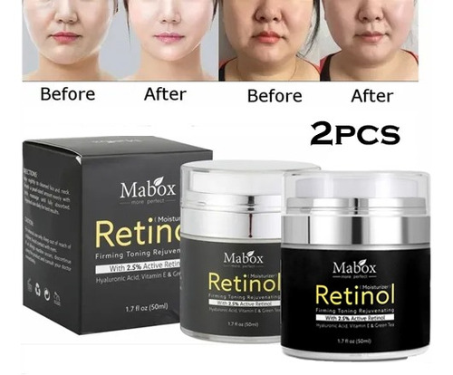 2 Piezas Mabox 50ml Retinol 2.5% Crema Hidratante