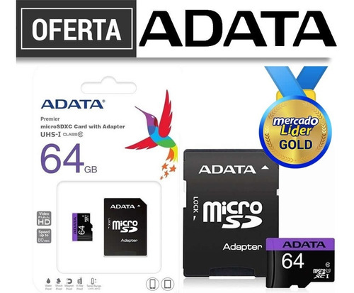 Memoria Micro Sd 64 Gb Adata Clase10 Inc Iva Original