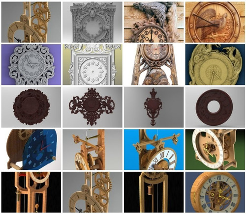 13 Unidades Acero 3D Modelos # Pared Relojes SET10 # For CNC 3D Impresora