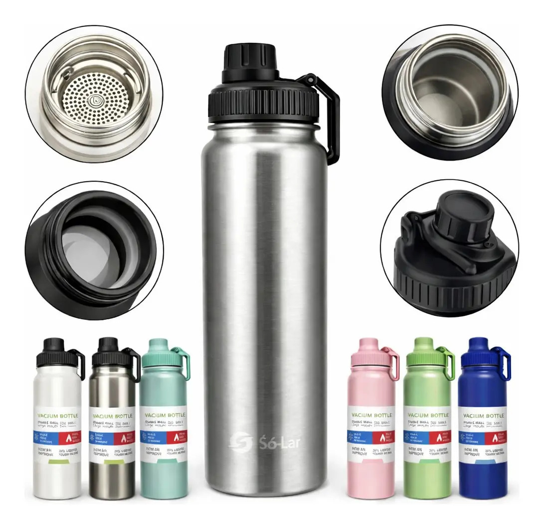 Garrafa 800ml Térmica Água Gelada Squeeze Inox Academia Café Quente Só-lar