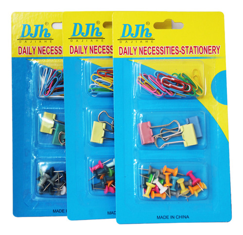 12 Kits Tachuelas Clips Sujeta Papeles Set De Escritorio 