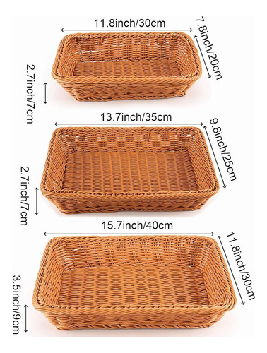 Cesta De Pan De 3 Piezas, Cesta De Frutas Tejida A Mano,