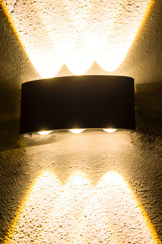 Arbotante Para Muro Led 12w Acabado Negro Luz Calida 10 Pzas