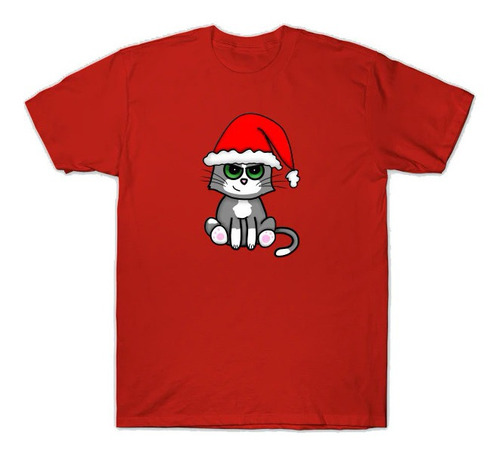 Playera Unisex Hermoso Gatito Enojado Disfraz Navideño Chri 