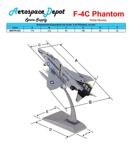 Avión A Escala F-4c Phantom, Mxfph-001, F-4c Phantom, 1:100,