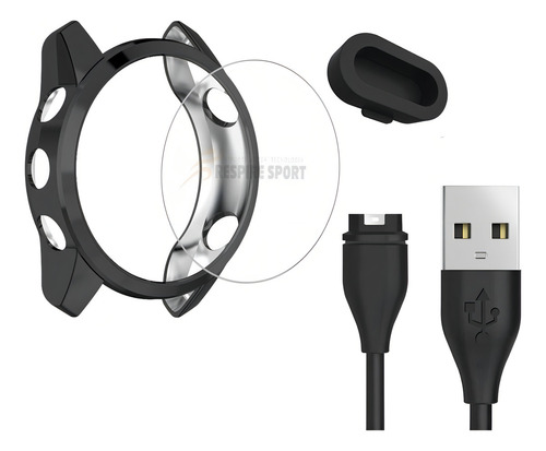 Carregador Para Garmin 745 + Capa + Pelicula + Plug Conector Cor Preto