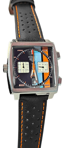 Reloj Cronografo Hombre, Mona, Correa De Piel, Deportivo Azul Marino Plateado Azul Marino (Reacondicionado)