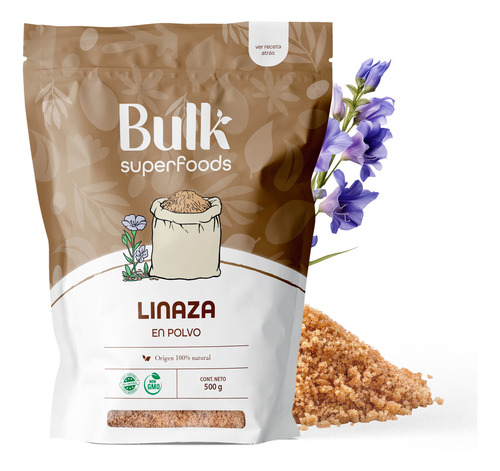BULK SUPERFOODS - Linaza En Polvo 500g - Suplemento Alimenticio 100% Natural - Sin AzĂșcar y Sin GMO - Alta En Fibra - Ideal Para Batidos, Panes Y Galletas