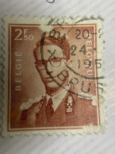 Sello Postal Belgica  King Baudouin Type Marchand 1957