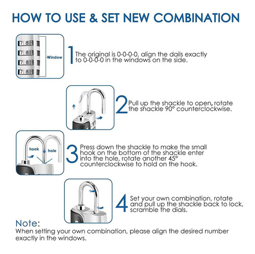 Giverare 2 Pack Combination Lock, 4-digit Padlock Keyless, R