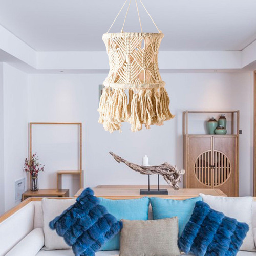 Macrame Lamp Shade Bohemian Hanging Light Cover Estilo B