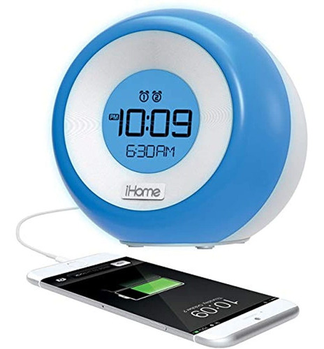 Radio Despertador Con Reloj Y Alarma Dual Fm Con Usb, Azul