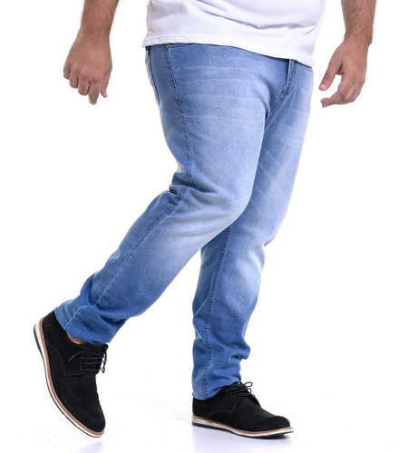Calça Jeans Com Lycra Stretch Masculina Skinny Plus Size