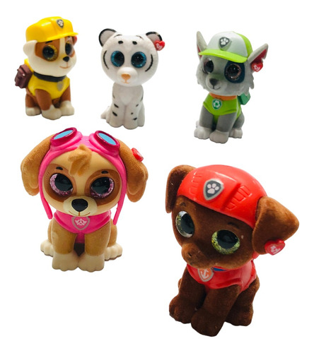 05 Brinquedos Mini Boos Patrulha Canina Ty 6cm 