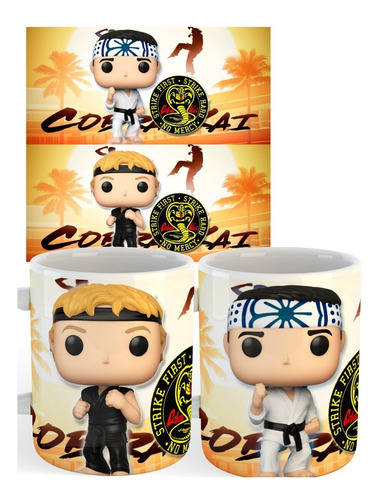 Pack 2 Tazas Cobra Kai Funko Pop Daniel Johnny 350ml 